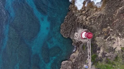 Aerial Red and White Lighthouse Video stock 342128544