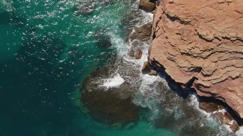 Aerial: Red Bluff section of Kalbarri National Park, Western Australia. Video stock 115459595