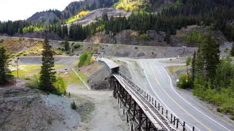 Aerial Red Mountain Pass Mining Area Stock Footage 293341848