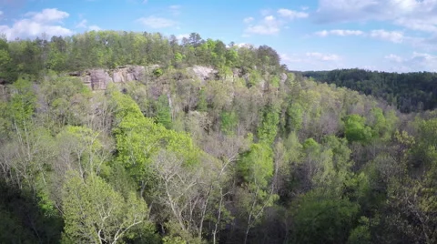 Aerial Red River Gorge / Daniel Boone National Forrest in Appalachian Mountains Video stock 64276382