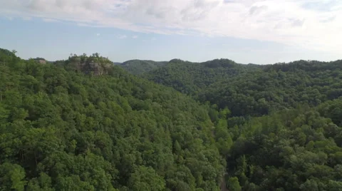 Aerial Red River Gorge / Daniel Boone National Forrest in Appalachian Mountains Stock Footage 64277162