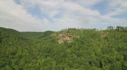 Aerial Red River Gorge / Daniel Boone National Forrest in Appalachian Mountains Stock Footage 64277342