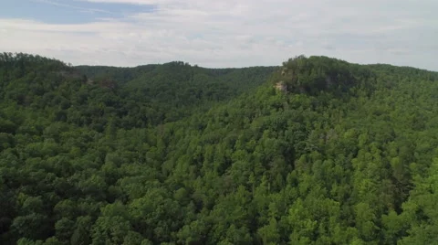 Aerial Red River Gorge / Daniel Boone National Forrest in Appalachian Mountains Stock Footage 64277683