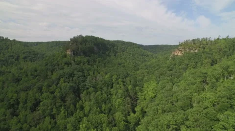 Aerial Red River Gorge / Daniel Boone National Forrest in Appalachian Mountains Video stock 64278154