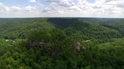 Aerial Red River Gorge / Daniel Boone National Forrest in Appalachian Mountains Stock Footage 64278583