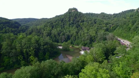 Aerial Red River Gorge / Daniel Boone National Forrest in Appalachian Mountains Stock Footage 64282962