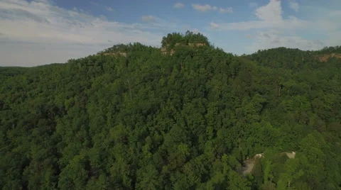 Aerial Red River Gorge / Daniel Boone National Forrest in Appalachian Mountains Video stock 64284063