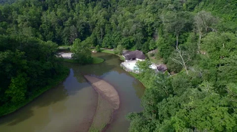 Aerial Red River Gorge / Daniel Boone National Forrest in Appalachian Mountains Stock Footage 64284199