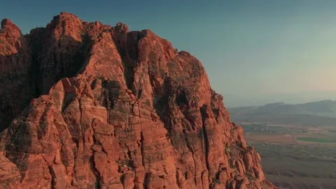 Aerial: Red rock cliffs at Hellhole Canyon, Ivins, Utah, USA Stock Footage 162150984