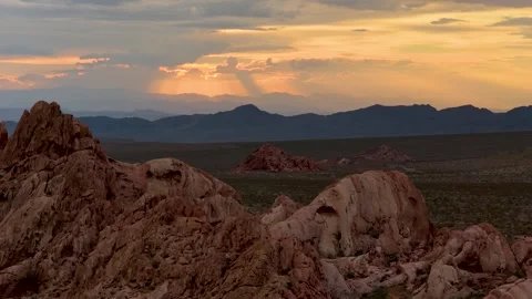 Aerial Red Rock Formations Whitney Pocket Nevada Sunset Fly Through Stock Footage 343684937