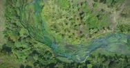 Aerial:   Refreshing Aqua Blue Springs River, New Zealand Stock Footage