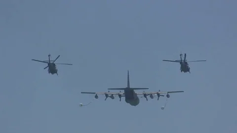 Aerial refueling operation Stock Footage 76632517