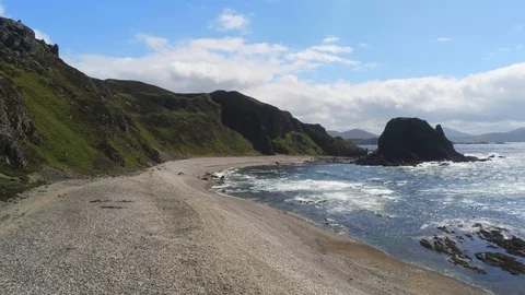 Aerial of Remote Costal Beach Stock Footage 112733034