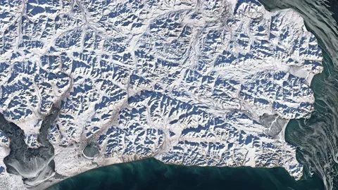 Aerial of remote eastern Siberia and Cape Navarin. 4K Stock Footage 165545939