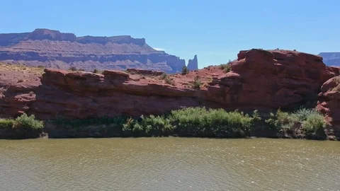 Aerial Reveal of Canyons over Colorado River Stock Footage
