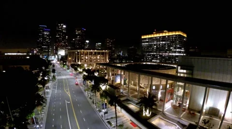 Aerial Reveal of Downtown Los Angeles at Night Stock Footage