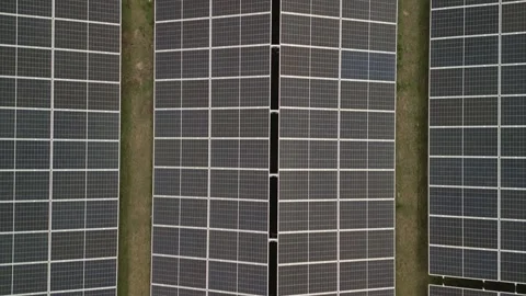 Aerial reveal of a large solar panel farm with renewable energy Stock-Footage 342263439