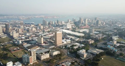 Aerial Reverse Durban Harbor Video stock 100413422