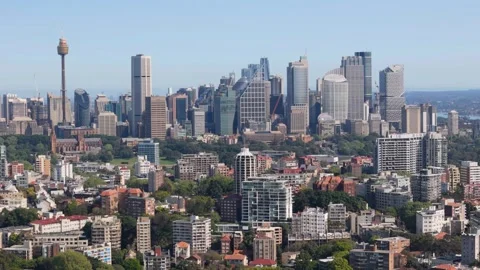 Aerial reverse view over Rushcutters Bay and Kings Cross, East Sydney NSW Stock-Footage 284516926