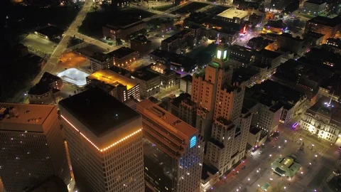 Aerial Rhode Island Providence July 2017 Night 4K Inspire 2 Stock Footage