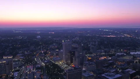Aerial Rhode Island Providence July 2017 Sunrise 4K Inspire 2 Stock Footage