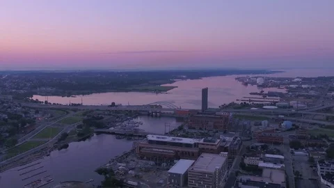 Aerial Rhode Island Providence July 2017 Sunrise 4K Inspire 2 Stock Footage