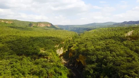 Aerial of Rift Valley in Hell's Gate National Park, Kenya, Africa. 库存影片 103819742