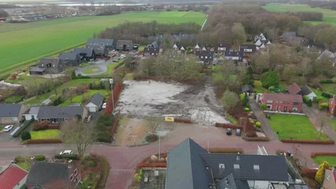 Aerial Rightward Motion Over Empty Lot Former School Site Westerbroek Stock-Footage 325970760