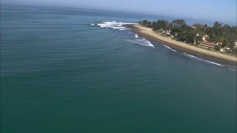 Aerial of Rincon Surf Spot Stock Footage 71630436