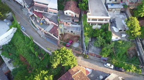 Aerial Rio de Janeiro, Santa Teresa hill with slums in Brazil Stock Footage