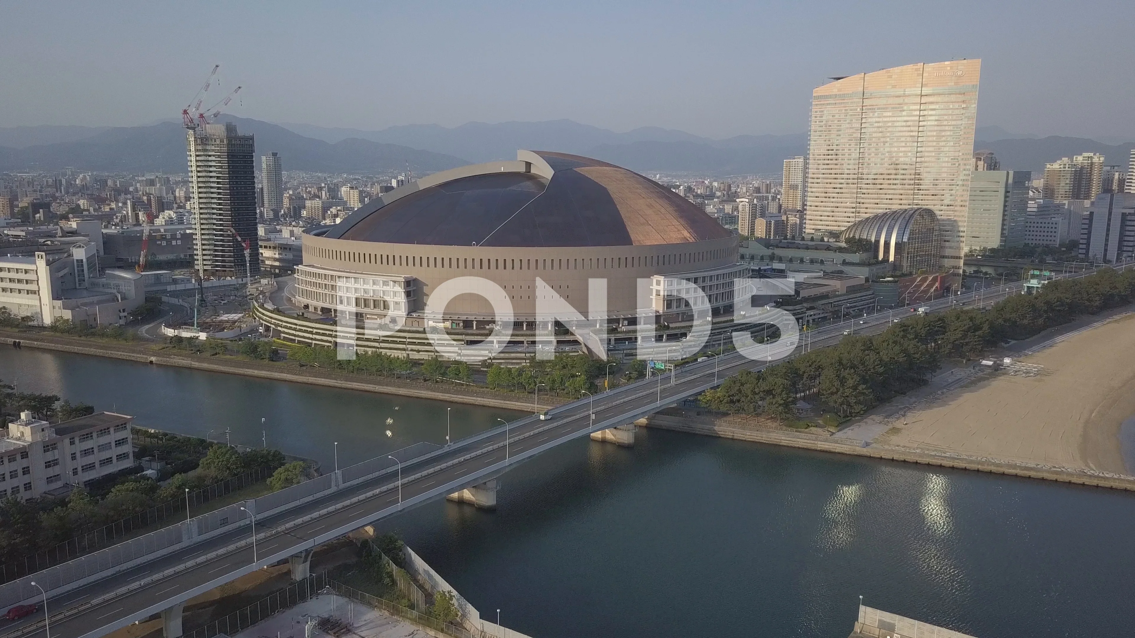 Aerial Rising Over Fukuoka Yafuoku Dome Stock Video Pond5