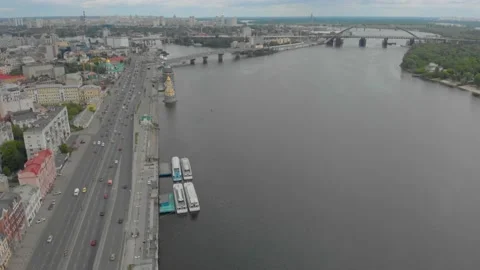 Aerial River Cityscape Stock Footage 131416722