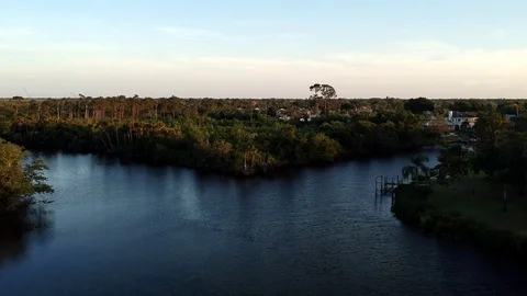 Aerial river come down Stock Footage 88480335