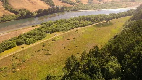 Aerial River Flood Plane Stock Footage 92650830
