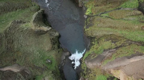 Aerial of river flowing through cliffs Stock Footage 65878361