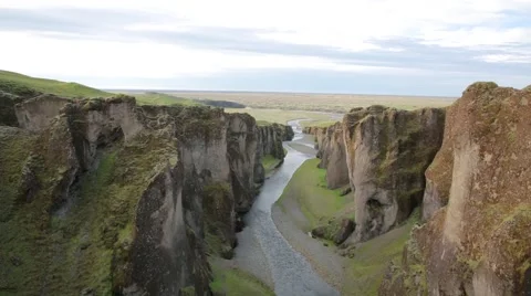 Aerial of river flowing through cliffs Stock Footage 65878372