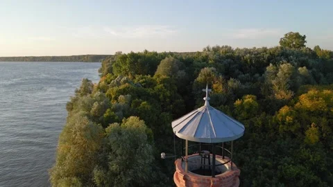 Aerial Of River Flowing Through Forest Trees Stock Footage 168968127