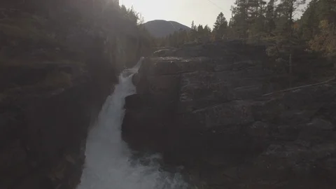 Aerial of river in Norway fall Stock Footage 87699923