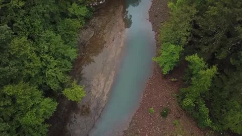 Aerial of river in the rain Stock Footage 279942928
