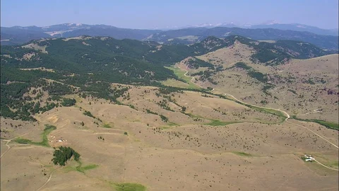 Aerial of river stream flowing through valley, Flight Over Beaverhead Deerlodge Stock Footage 109467812
