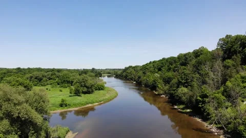 Aerial Of River in Summer Video stock 141107354