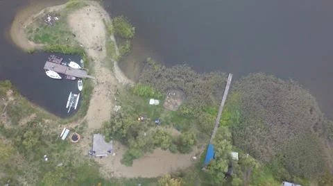 Aerial River sunset summer Video stock 56056231