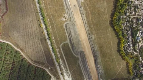AERIAL: Road construction Stock Footage 82583296