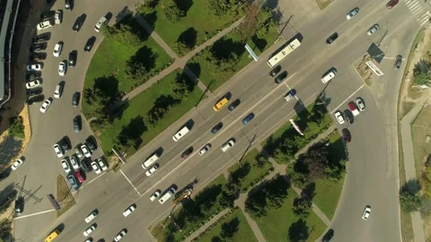 Aerial road junction intersection traffic cars ride Makhachkala Dagestan city Video stock 150295027