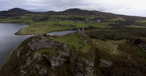 Aerial of rock structure at top of a mountain Stock Footage 106197771