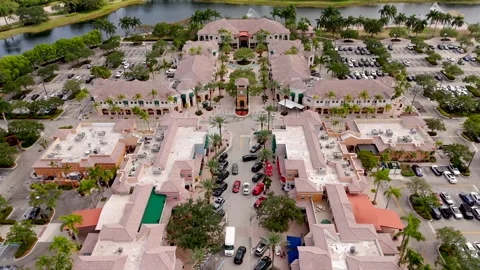 Aerial rocket pull out shot Weston Town Center Florida USA 2024 스톡 동영상 275607275