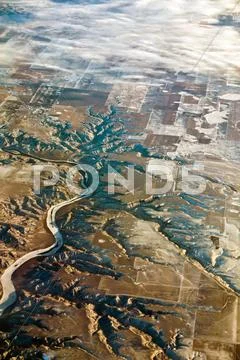 Aerial of rocky mountains over montana state Stock Photos