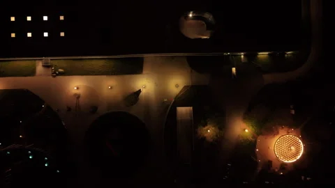Aerial: Rolex Learning Center at night in Lausanne, Switzerland Stock Footage 325845896
