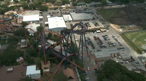 Aerial Roller Coaster Steep Drop Video stock 732416