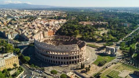 Aerial Rome Coliseum Stock Photos